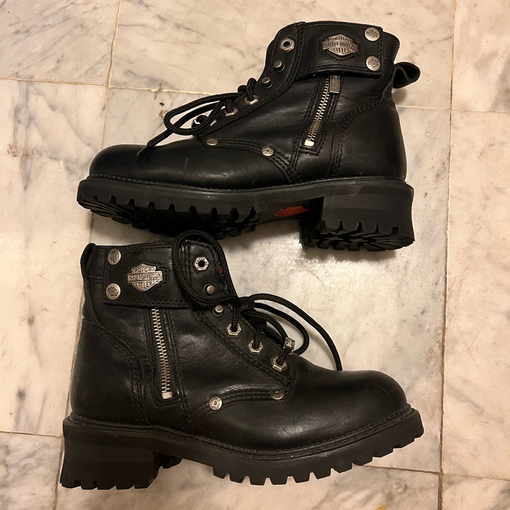 Harley-Davidson Cimmarron Womens Black Leather Motorcycle Boots W7/UK5/EUR38